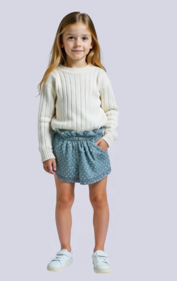 Baby & Toddler Girls Denim Polka Dotted Short