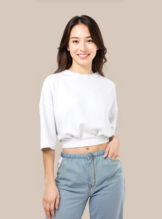 Cropped Cinched Waist Boxy T-Shirt