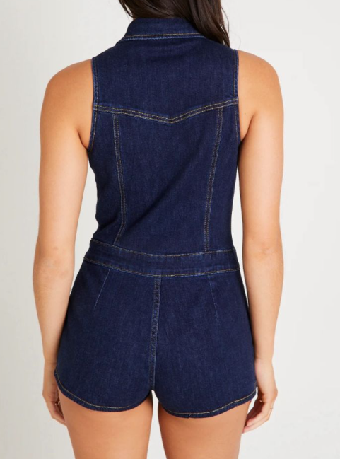 Denim Zip Front Playsuit