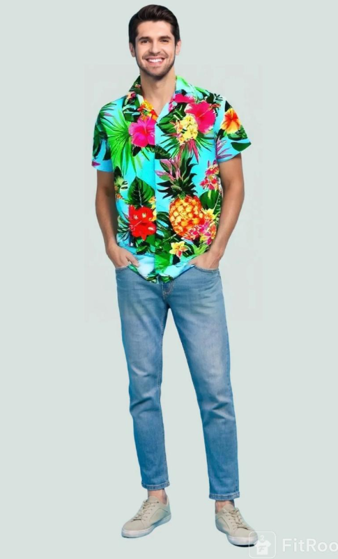 Men's Hawaiian Short Sleeve Shirt - Pineapple Print