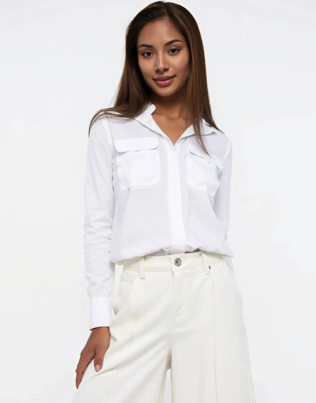 Crop Poplin Cargo Shirt