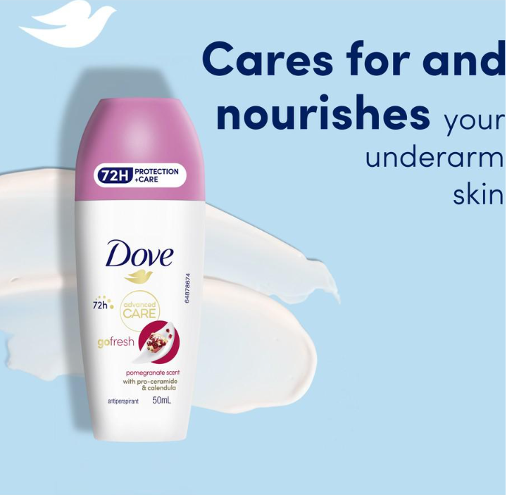 Dove Advanced Care Antiperspirant Deodorant Roll On 50ml - Pomegranate